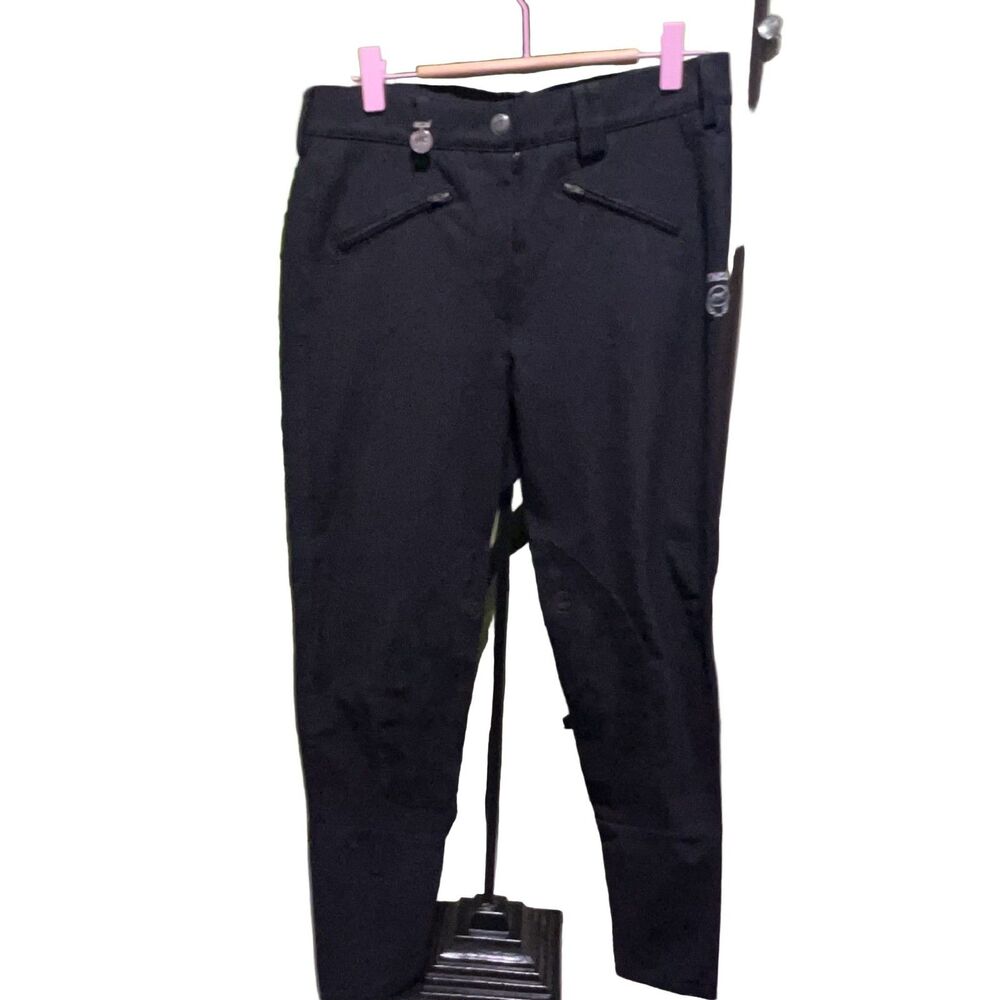 Pikeur Riding Breeches Black 26 Knee Patch Equestrian Zipper Pockets